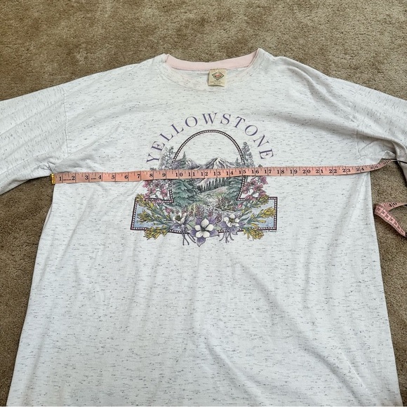 Vintage 90s Yellowstone T-Shirt Dress Sleep Pajama XXL Pink Gray Outdoor Graphic - Picture 7 of 10